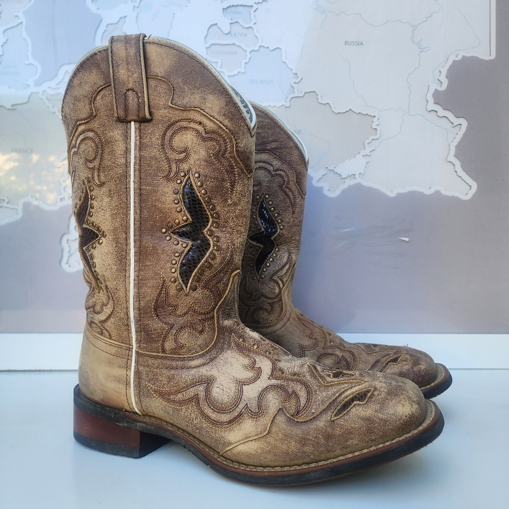 Laredo Spellbound Western Boots Goat Sanded Real Leather Size 9.5 - Picture 3 of 16